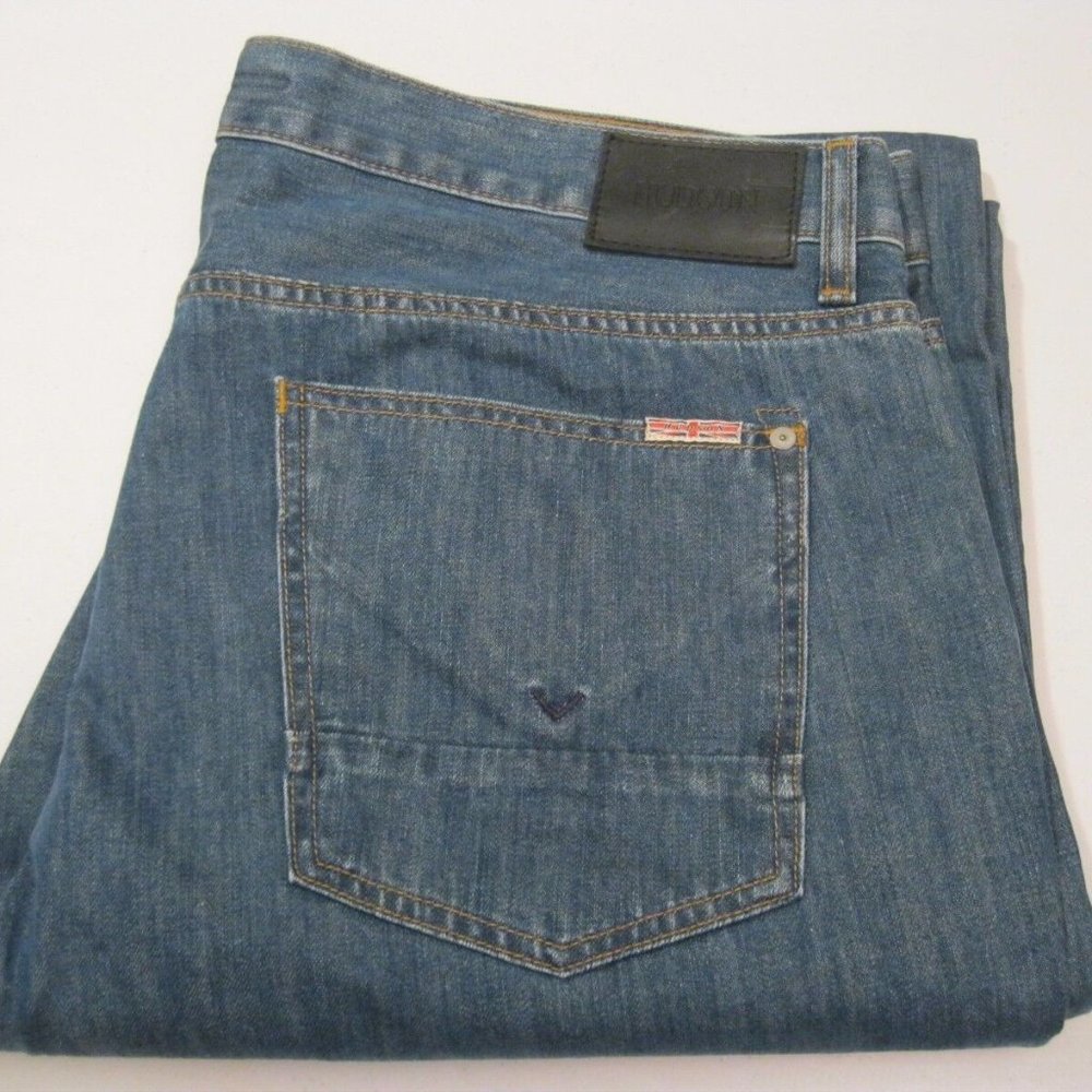 Hudson WILDE Relaxed Straight Fit Distressed Blue Jeans 40x28